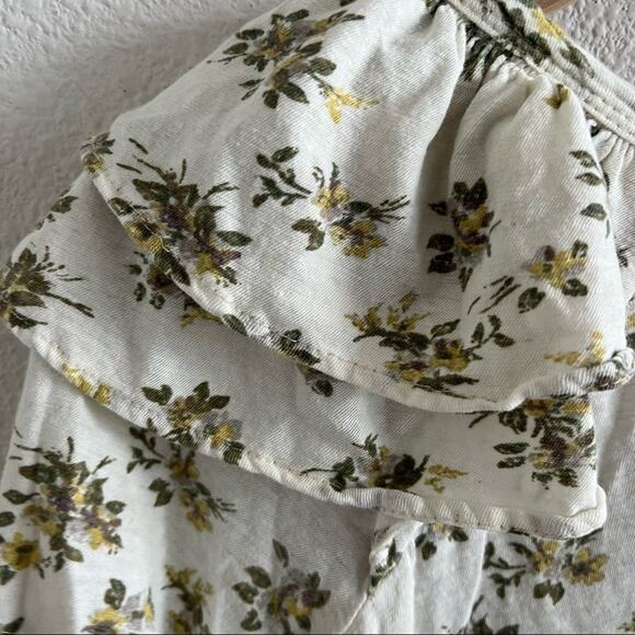 Current/Elliott The Double Ruffle Tee Linen Cotton Pearson Floral 2 - Medium - Picture 7 of 12